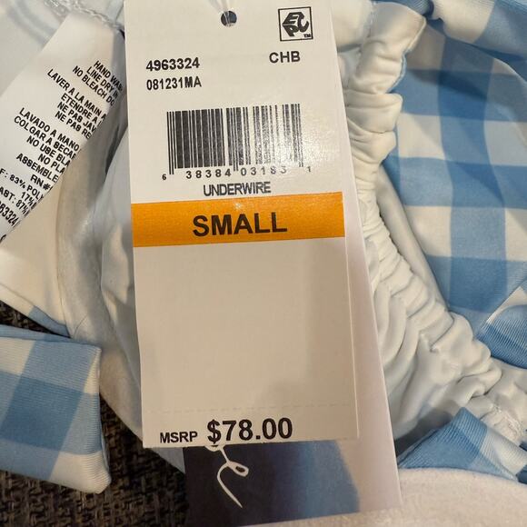 Isabella Rose Chambray Chateau Checkered Halter Swim Top Sz S NWT - Picture 6 of 11